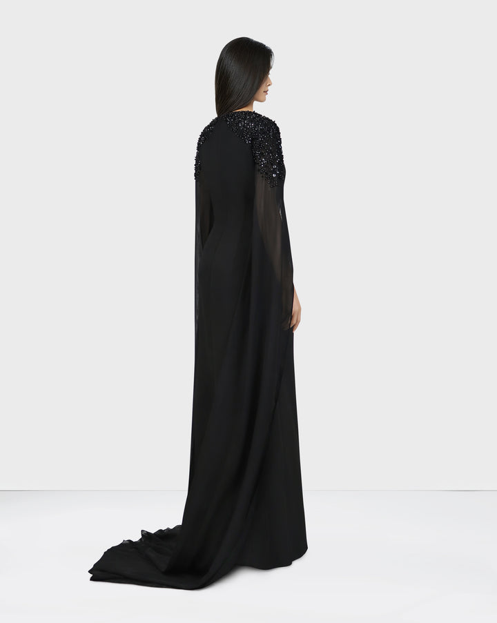 Beaded shoulders black dress with cape sleeves - Zoella