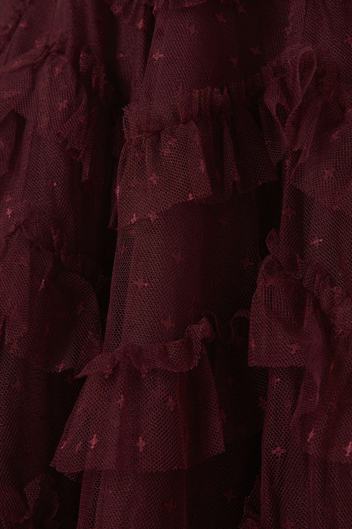 Layered Ruffle Tulle Dress with Sheer Sleeves – RUBINA