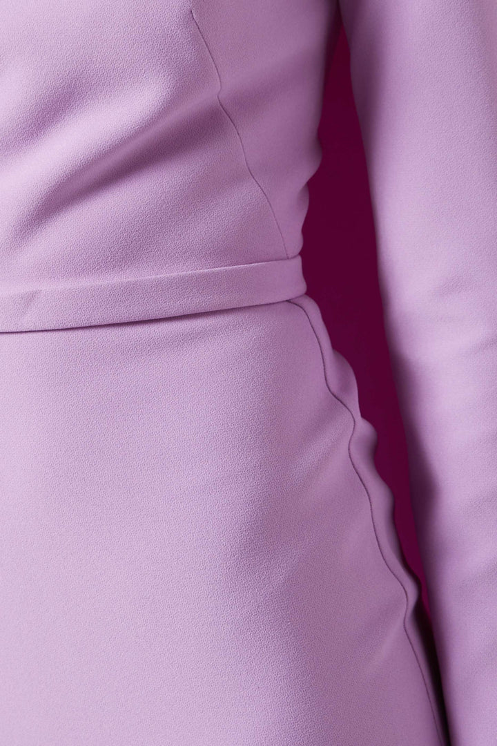 Long-sleeve cape gown with fitted waist – AMETHYST