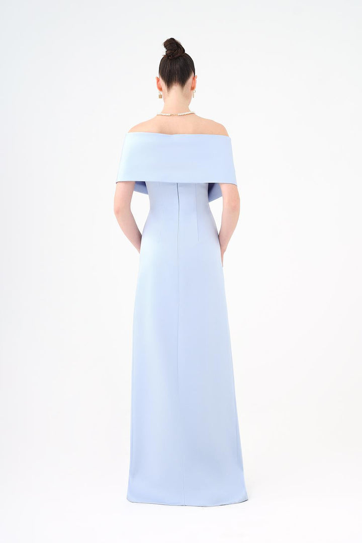 off-shoulder column dress with sculpted fold bodice – AURÉLIA