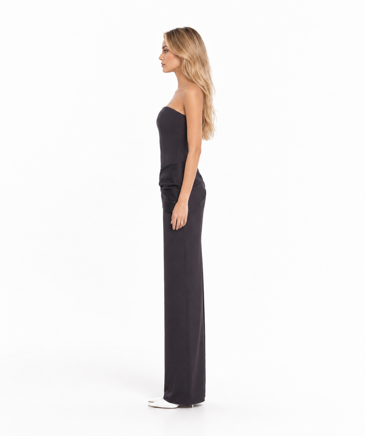 Strapless Draped Column Maxi Dress – NOIRIA