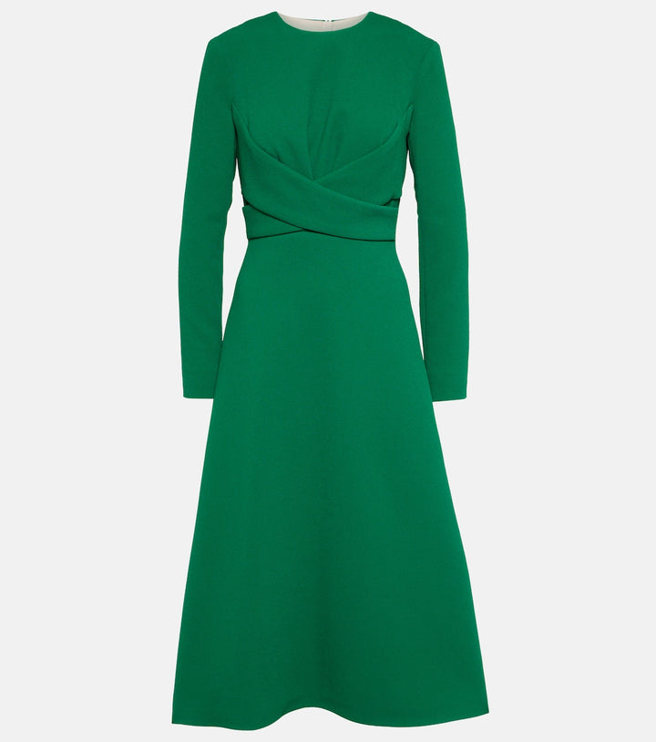 long-sleeve midi dress with draped waist – SILVEN