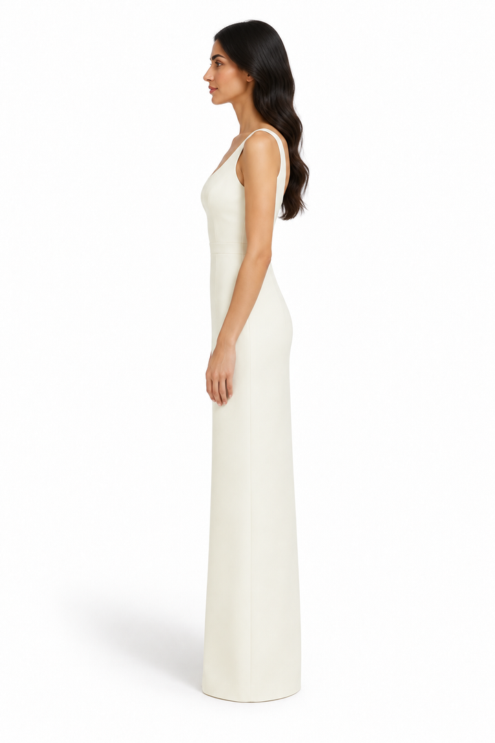 Ivory Sleeveless Scoop Neck Maxi Dress - Pearl