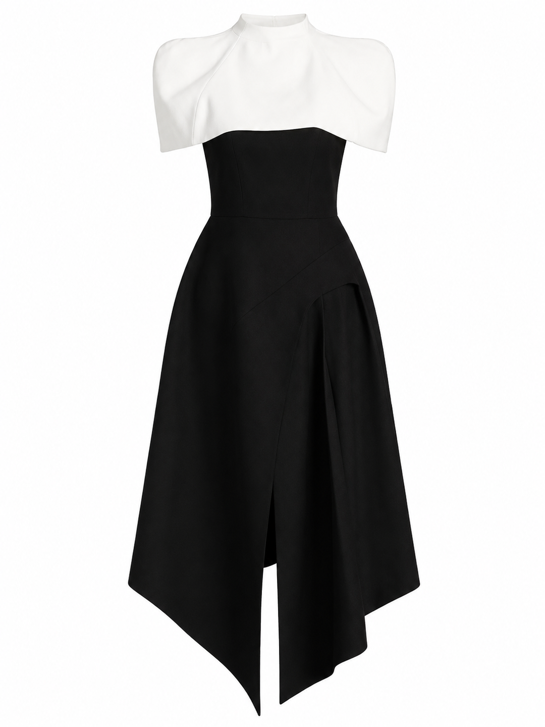 Asymmetric Halter Midi Dress - LORANA