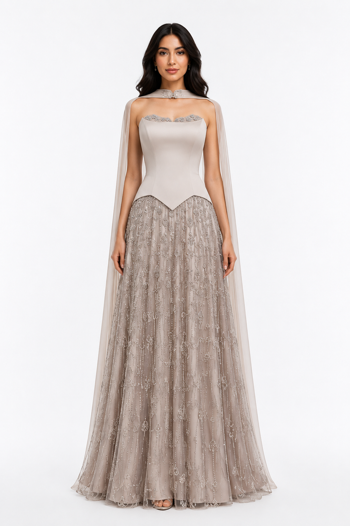 Crystal Draped Evening Gown – MINTELLE