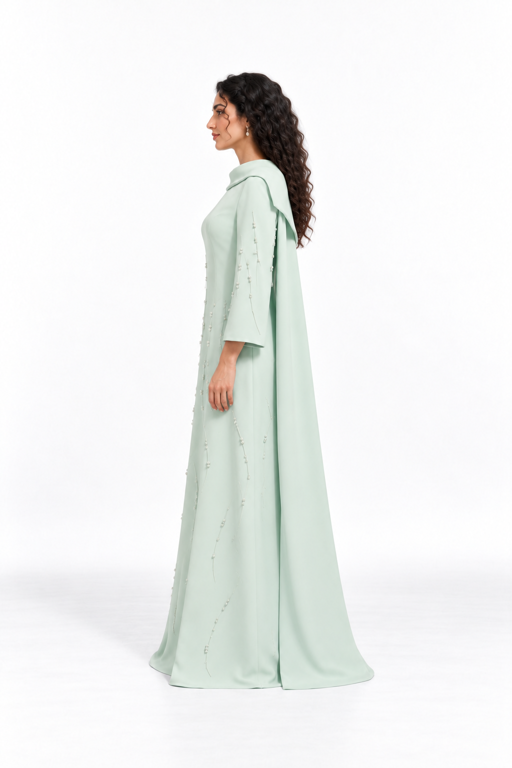 Embellished Cowl Neck A-Line Evening Gown - Grace