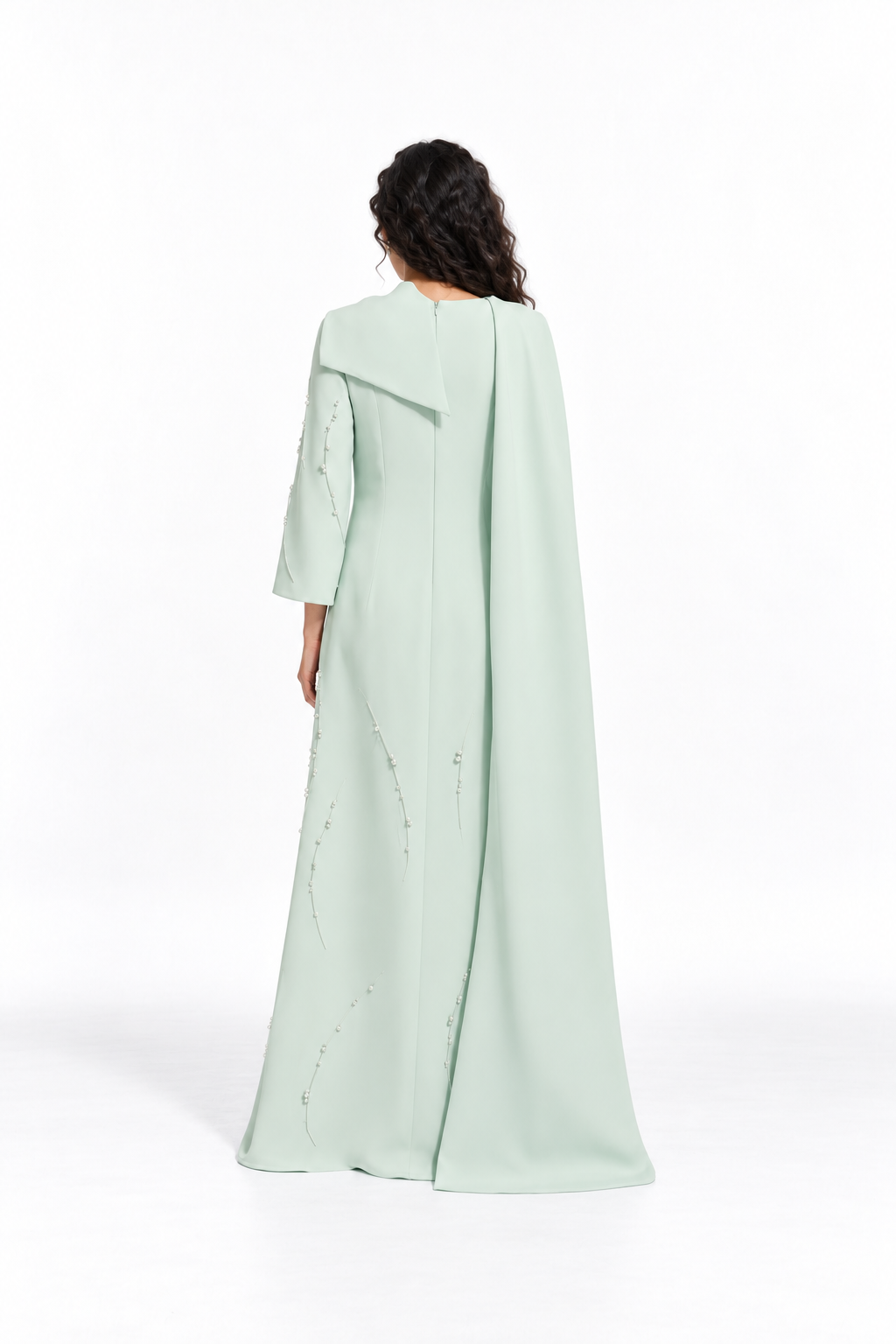 Embellished Cowl Neck A-Line Evening Gown - Grace