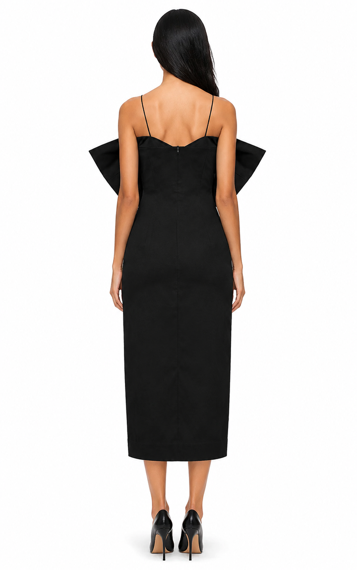 Black Bow Detail Midi Dress – Bowelle