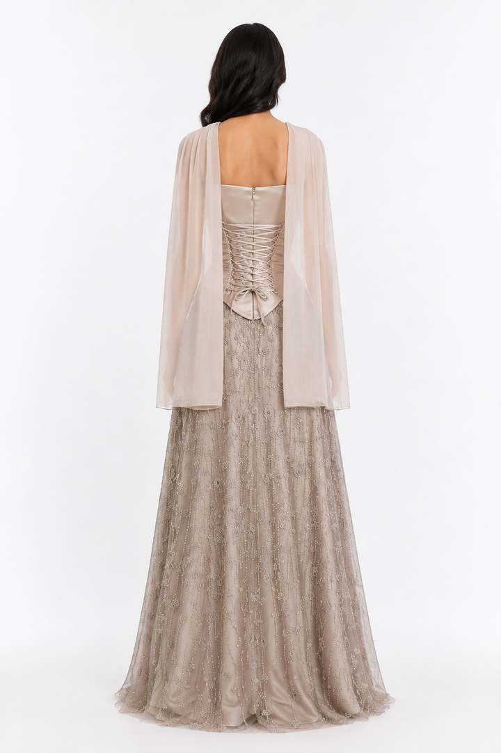 Crystal Draped Evening Gown – MINTELLE