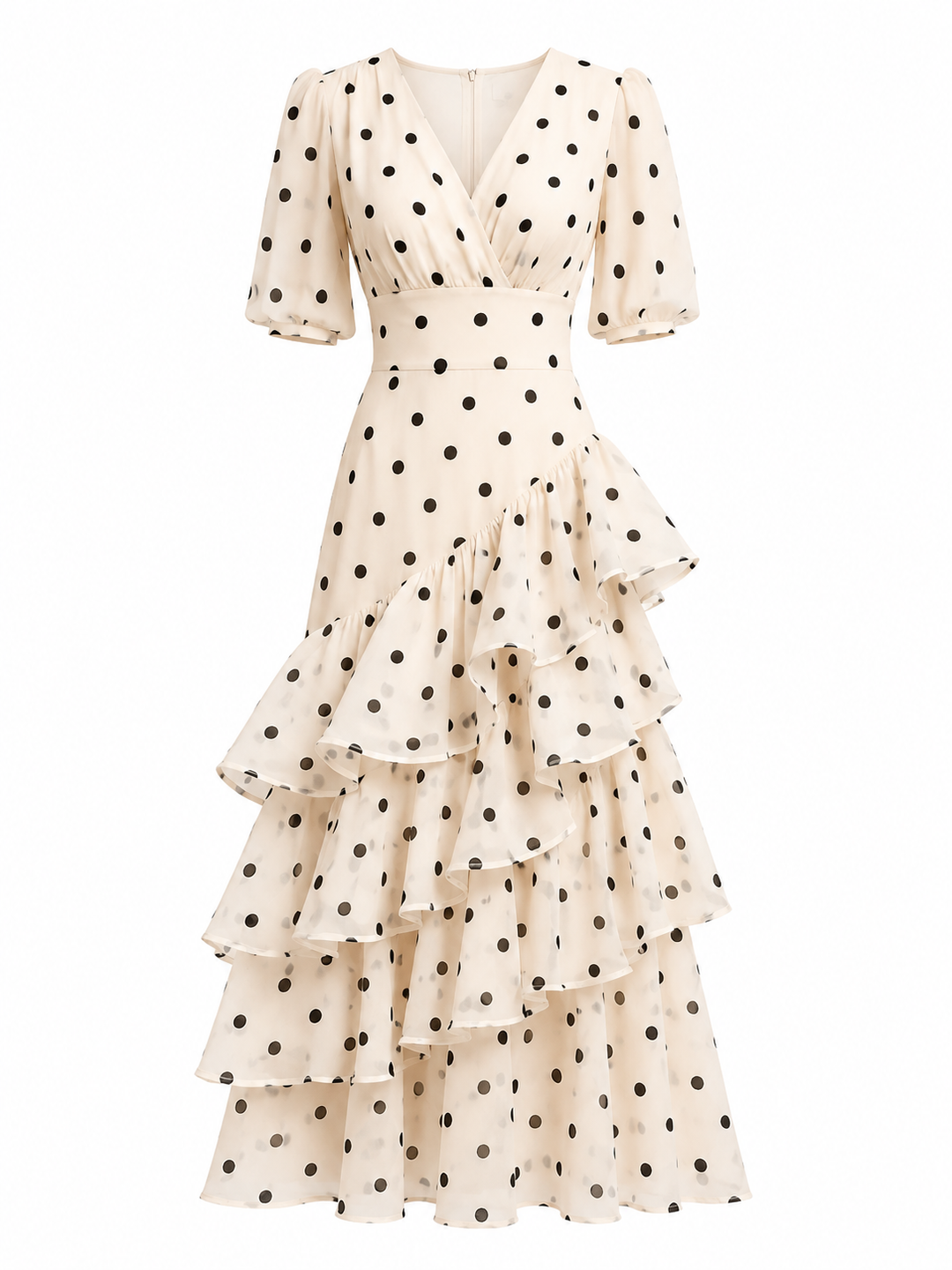 Ivory Polka Dot Ruffle Maxi Dress – Dottie
