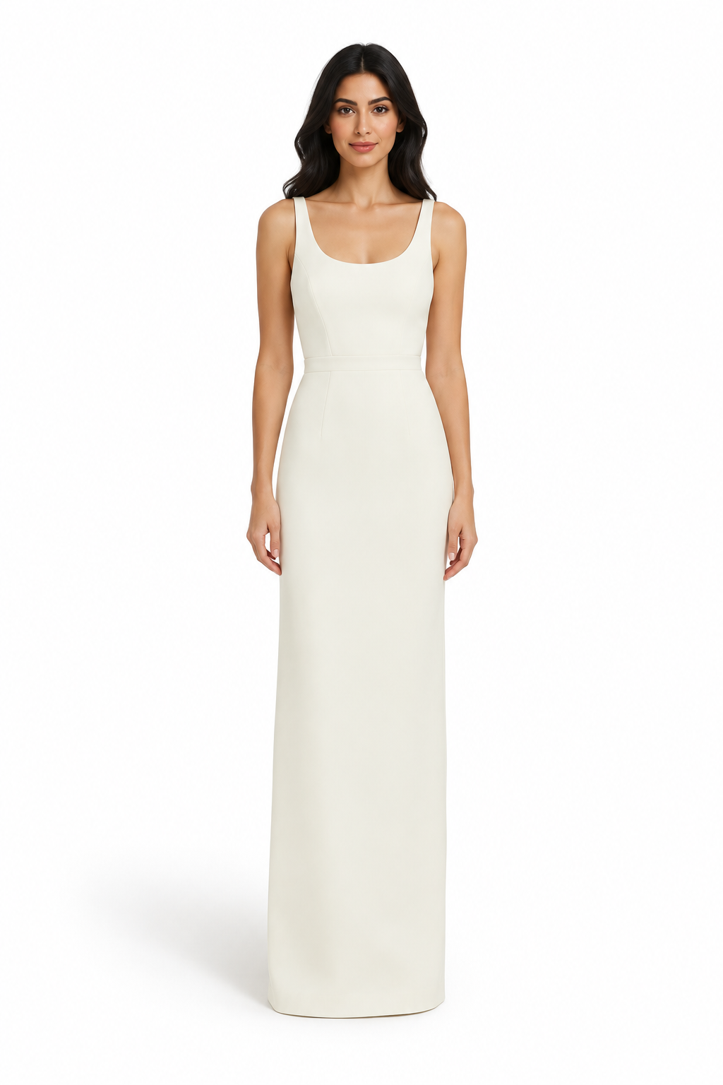 Ivory Sleeveless Scoop Neck Maxi Dress - Pearl