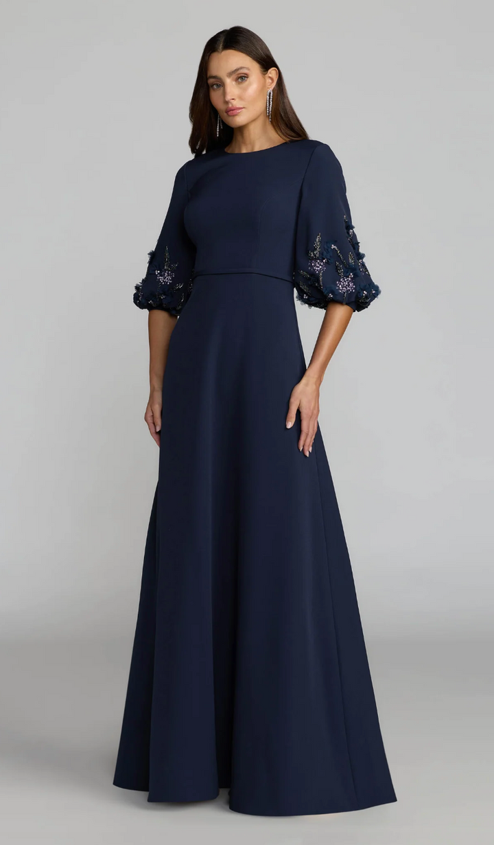 Embellished Puff Sleeve Maxi Dress - Arabella