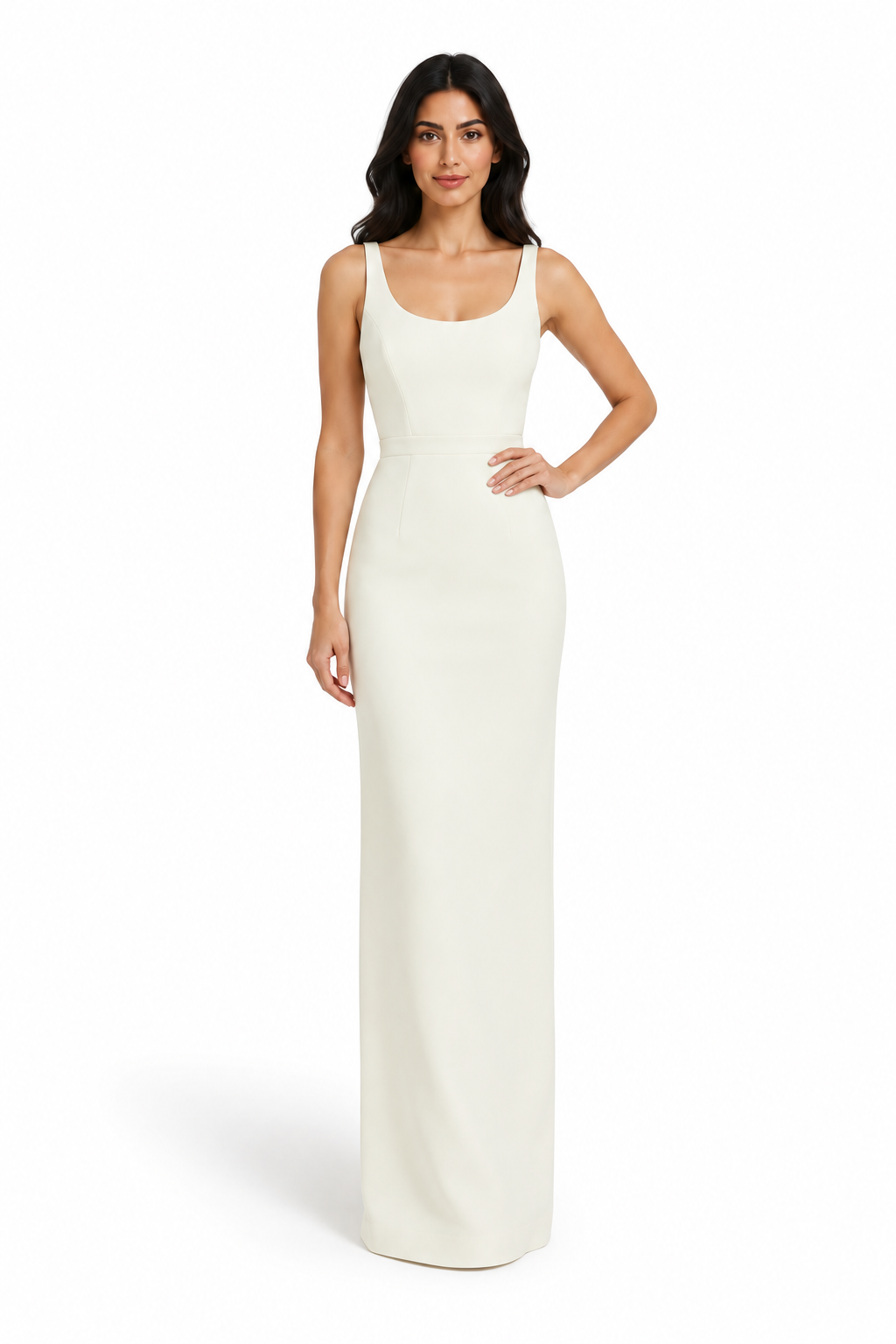Ivory Sleeveless Scoop Neck Maxi Dress - Pearl