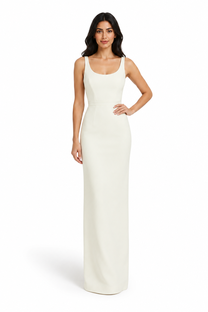 Ivory Sleeveless Scoop Neck Maxi Dress - Pearl