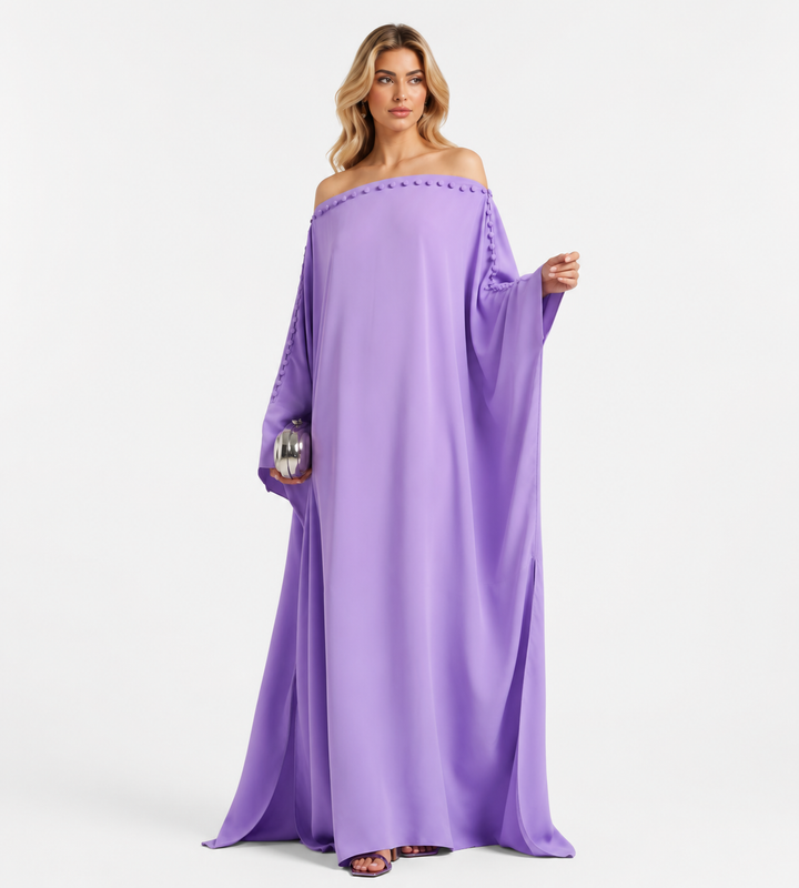 Off-Shoulder Cape Gown - Lavender