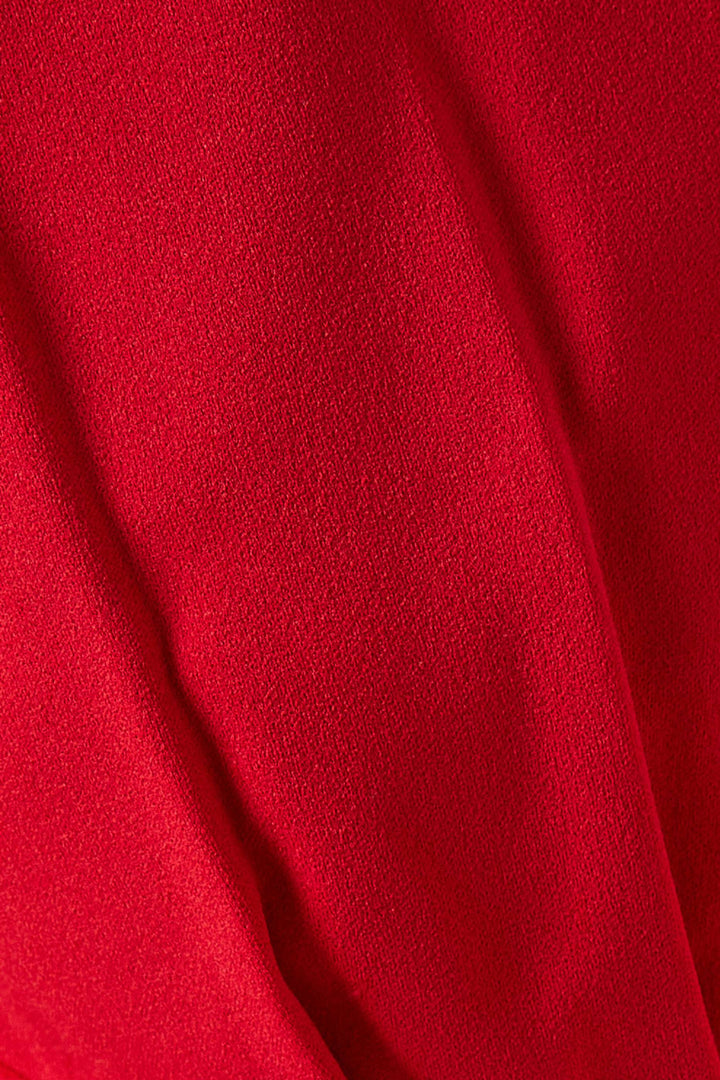 off-shoulder pleated mermaid gown – CRIMSON