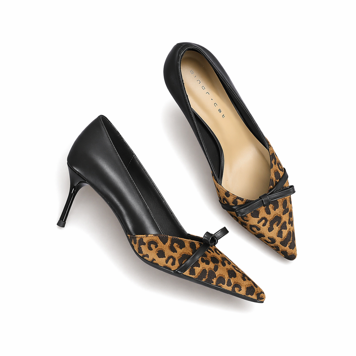 pointed toe stiletto pump with leopard contrast – SAVANNA