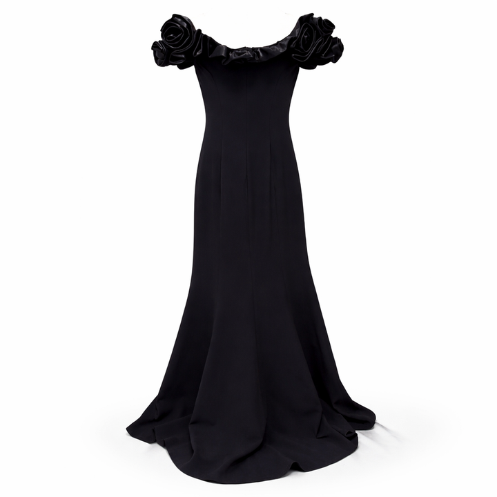 off-shoulder mermaid dress with sculpted floral neckline – Lerga
