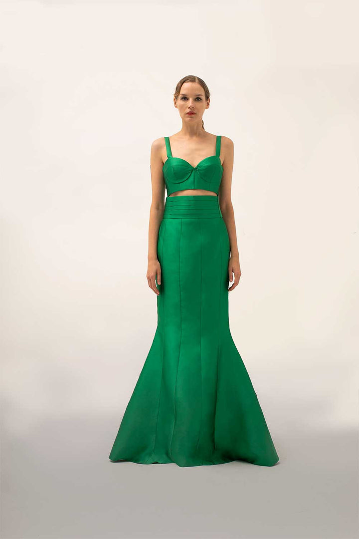 طقم سهرة من قطعتين بتصميم حورية البحر مع مشدّ مُصمّم – فيرديلا