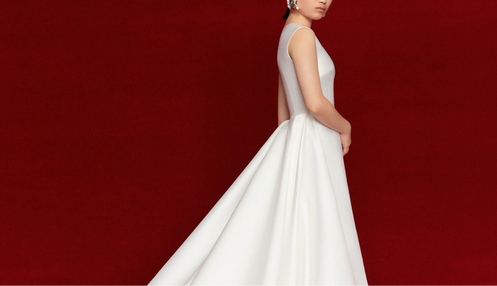 sleeveless sculpted gown with dramatic flare skirt – NOIR