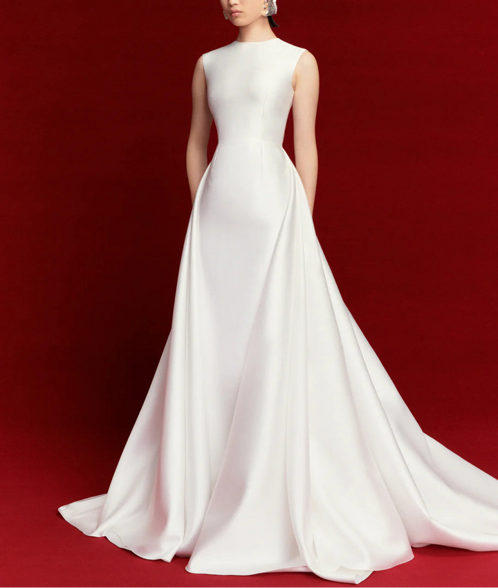 sleeveless sculpted gown with dramatic flare skirt – NOIR