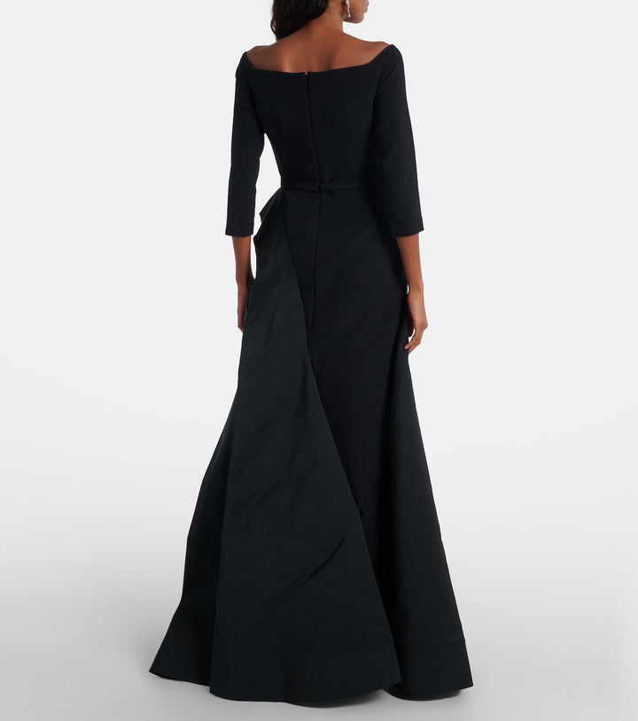 Off-shoulder gown with asymmetric draped overskirt – SERENA