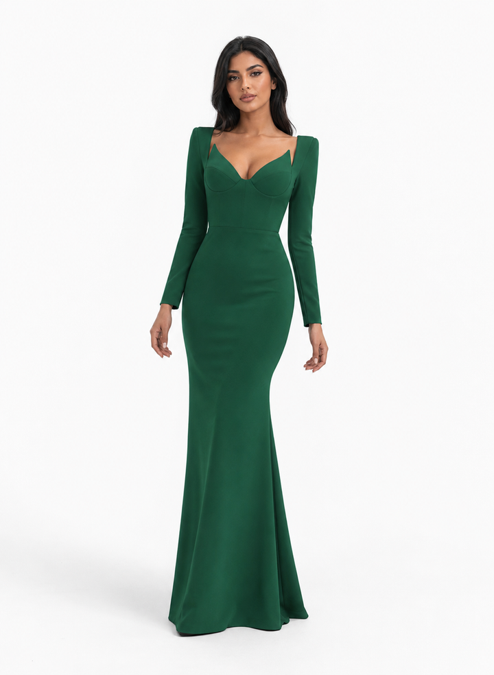 Emerald Structured Bustier Evening Gown – VIRENA