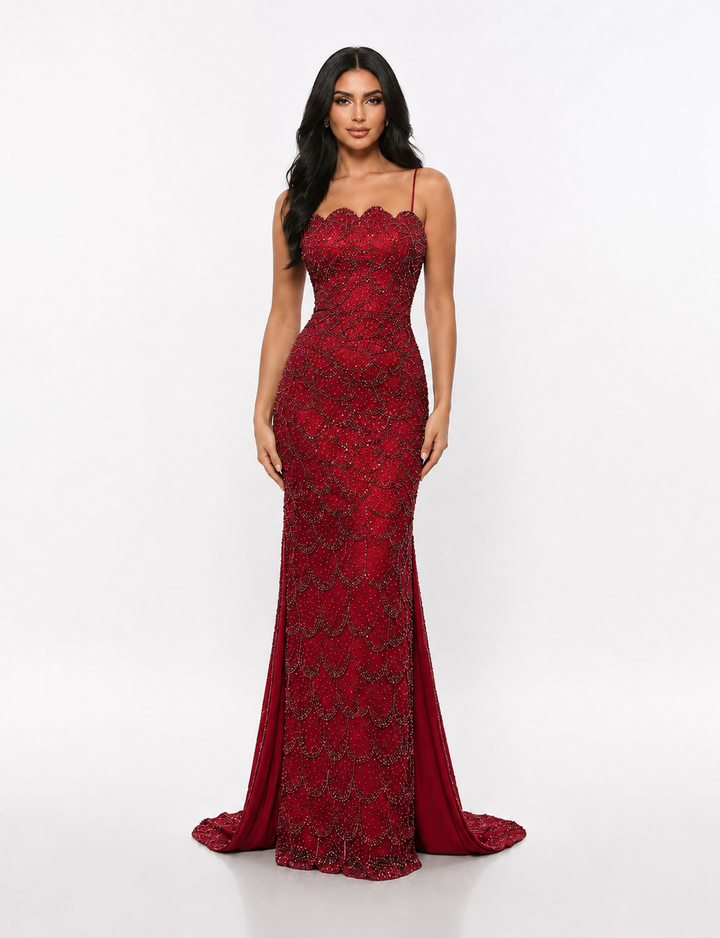 Crystal Beaded Mermaid Maxi Dress – SILVARA