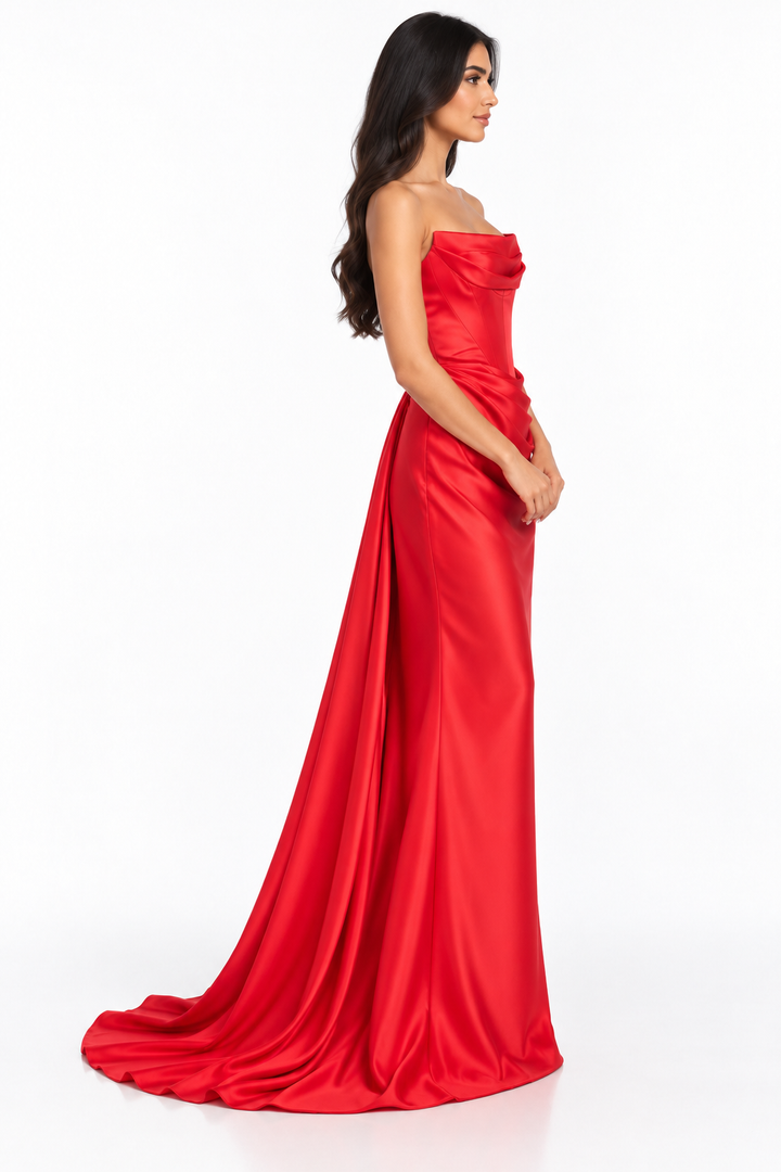 Draped Satin Gown - Evelisse