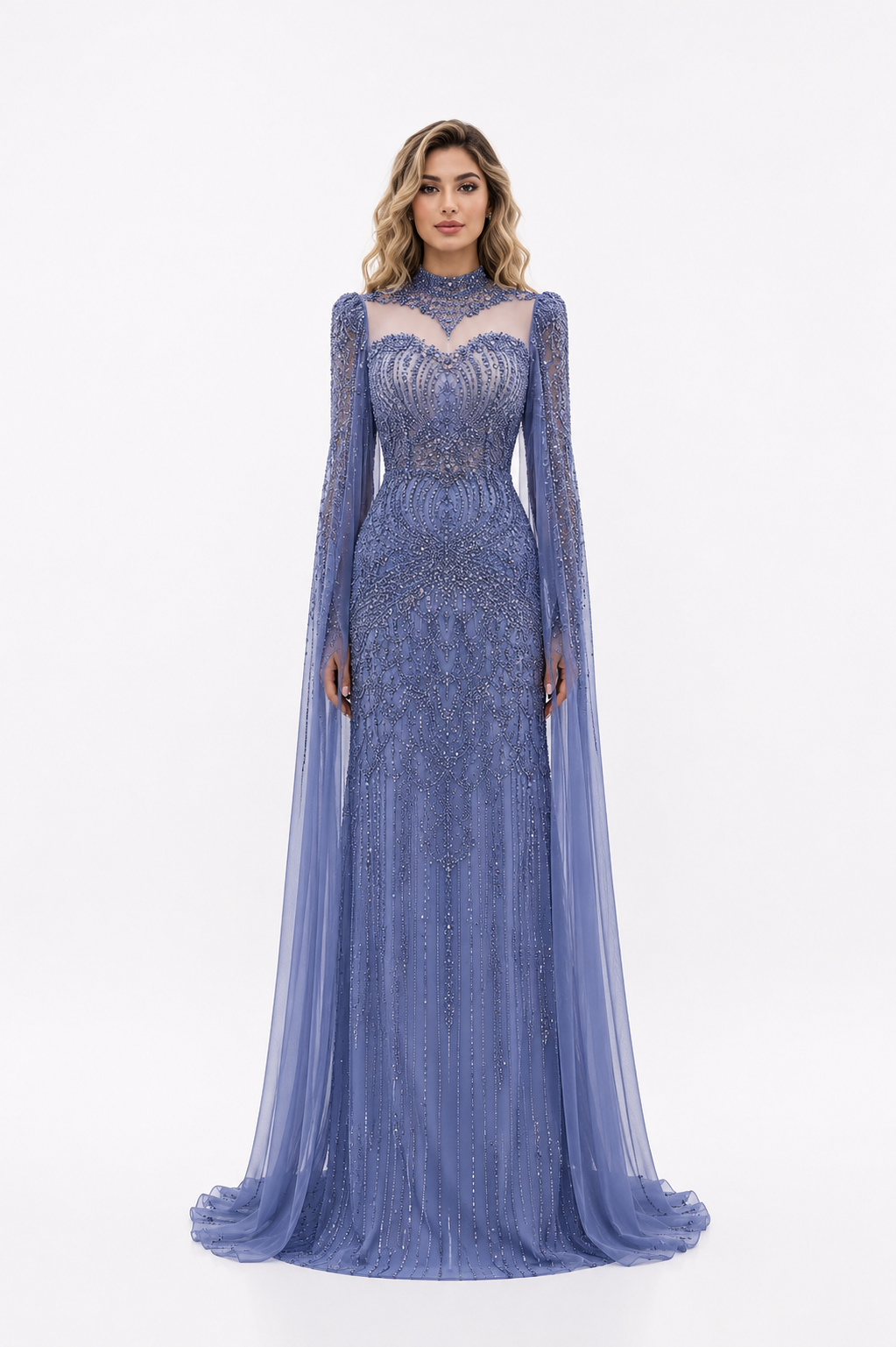 Crystal Embellished High-Neck Gown – SAGEA