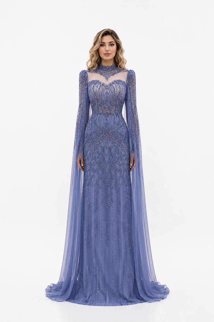 Crystal Embellished High-Neck Gown – SAGEA