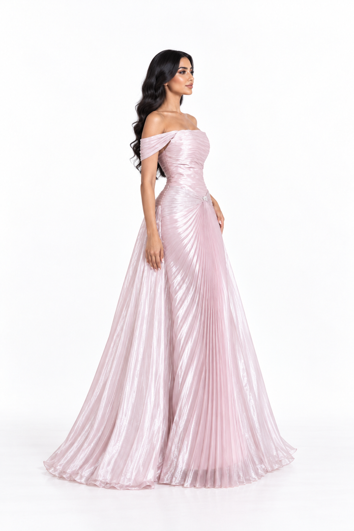 Pleated Off-Shoulder Draped - Pearl