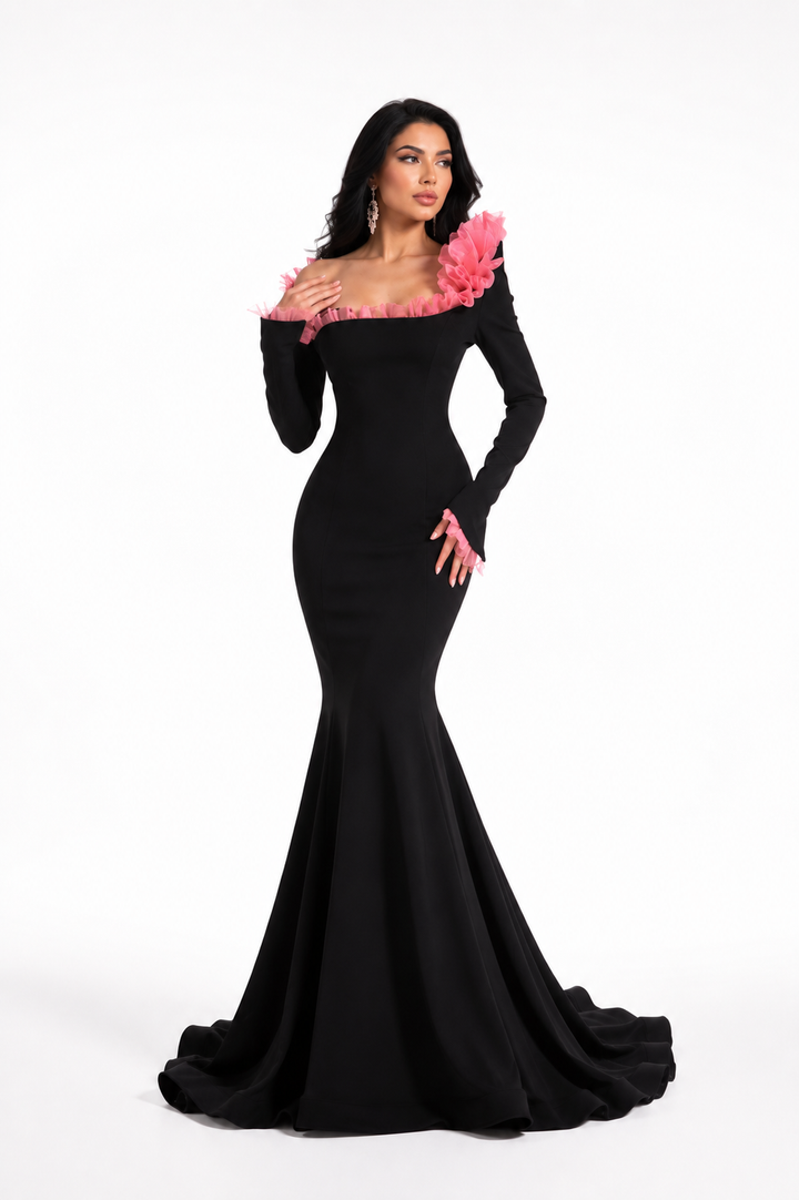 Black Floral Mermaid Maxi Dress – ROSABELLE