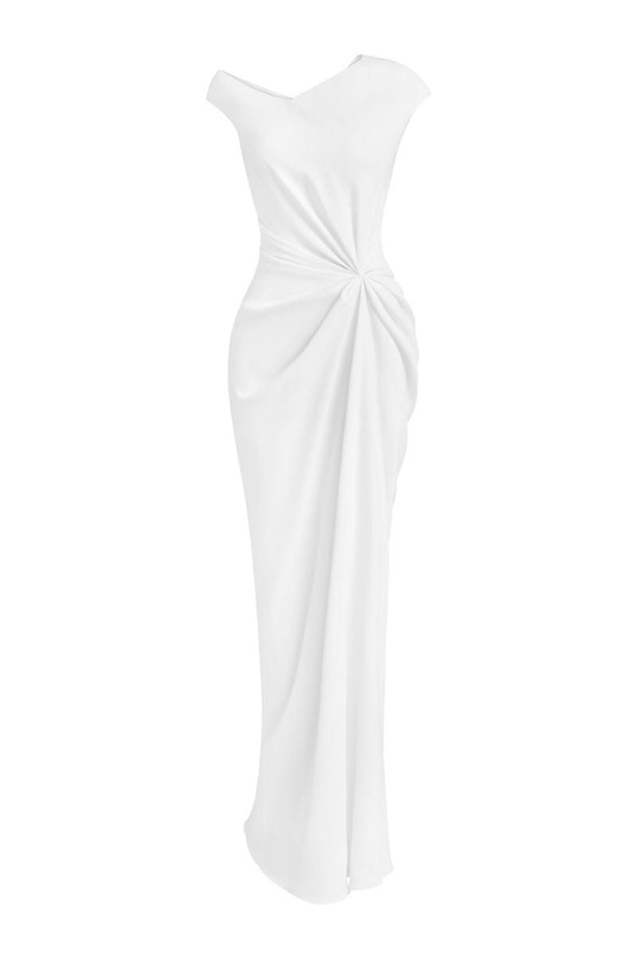 asymmetric-drape column gown – IVORY