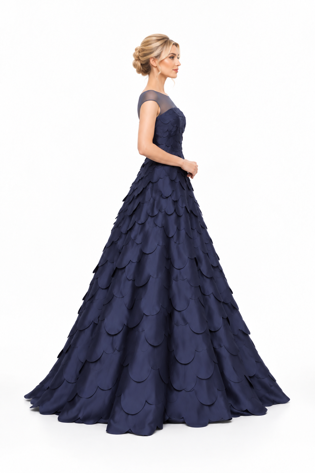 Textured Petal Illusion Neck A-Line Maxi Dress – Nerissa