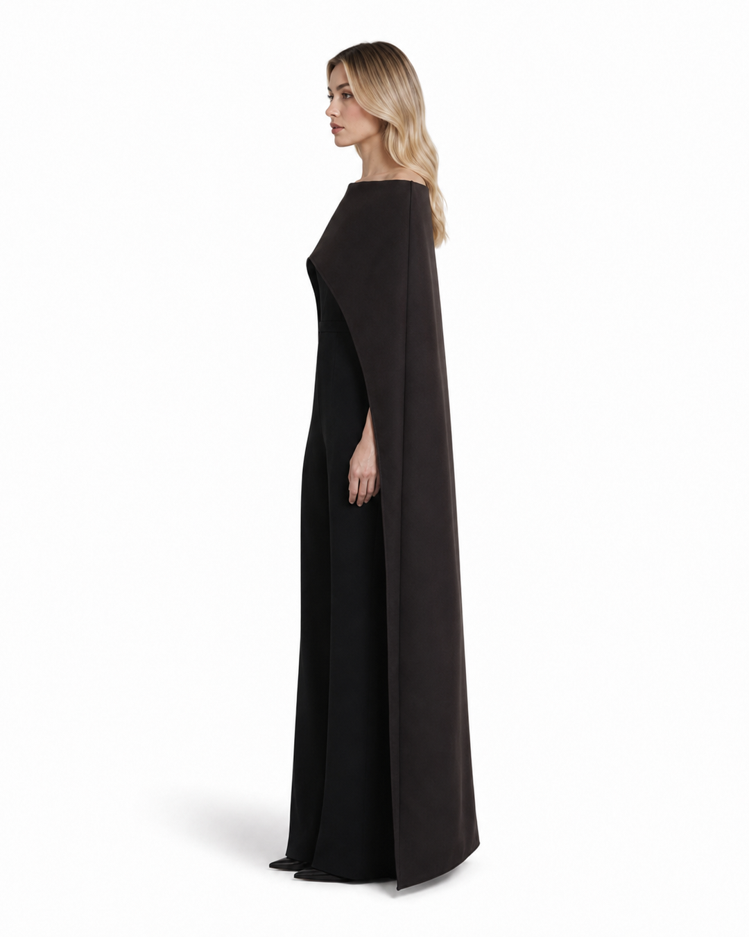 Cape Overlay Wide-Leg Jumpsuit – NOIRELLE