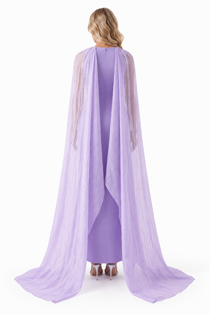 Pearl Trim Cape Maxi Dress – Lilavienne