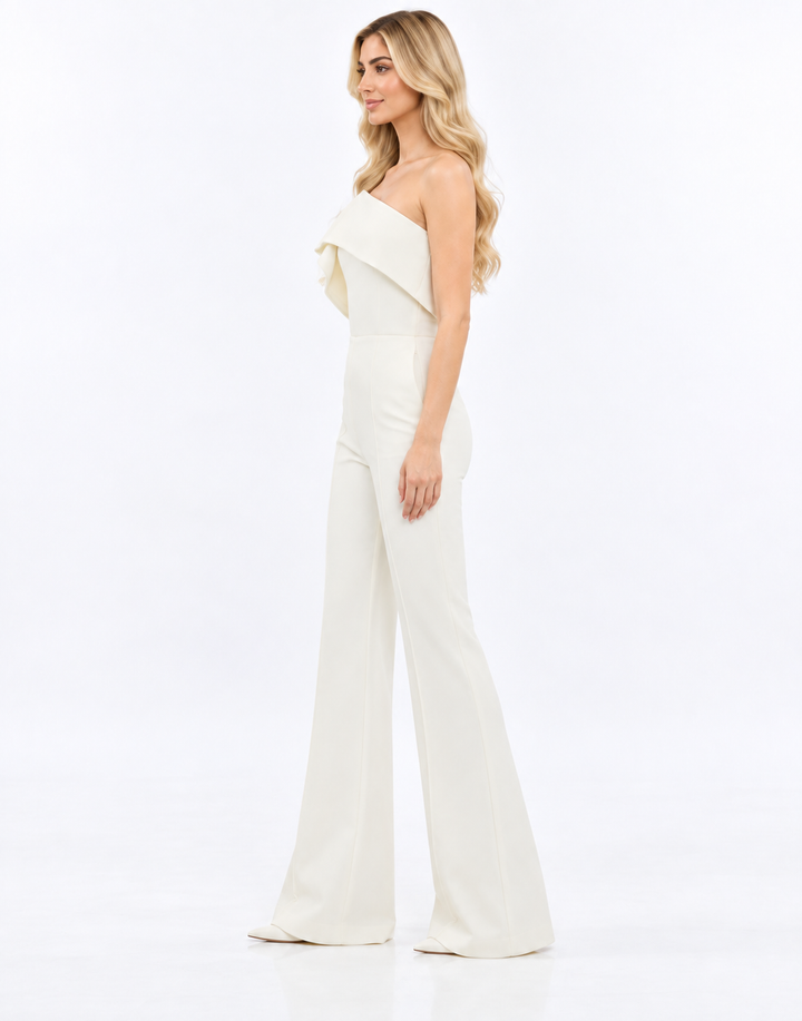 Strapless Ruffle Wide Leg Jumpsuit – Elowra