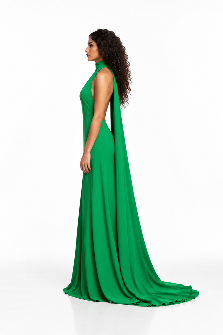 Halter Keyhole Evening Gown - Emeraldis