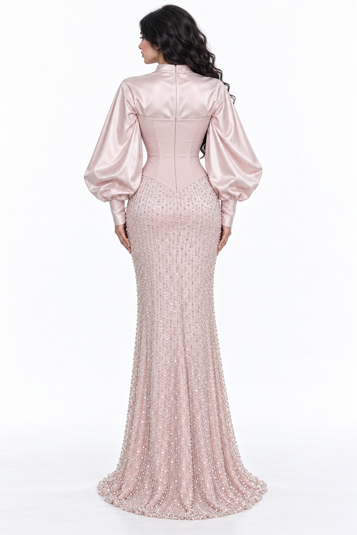 Crystal Embellished Satin Evening - Luminelle