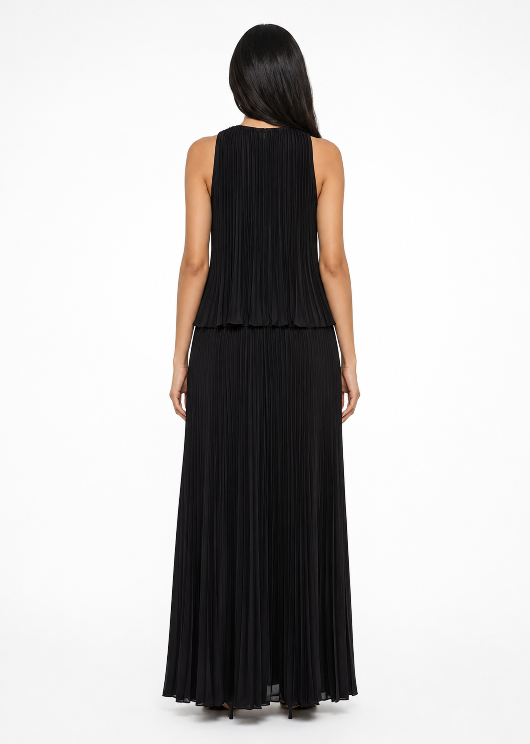 Pleated Keyhole Maxi Dress – NOIRESSA