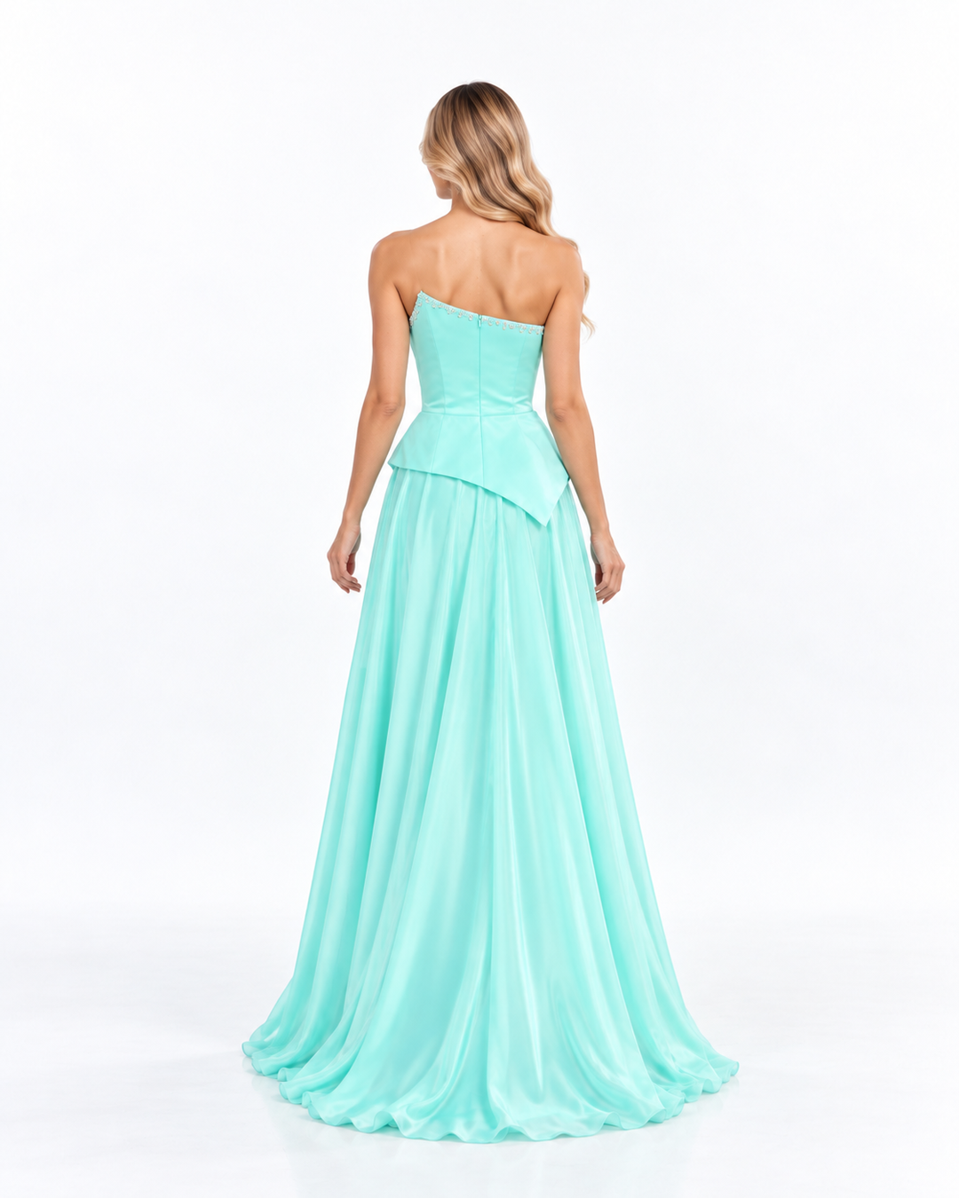 One Shoulder Draped Maxi - Aqua