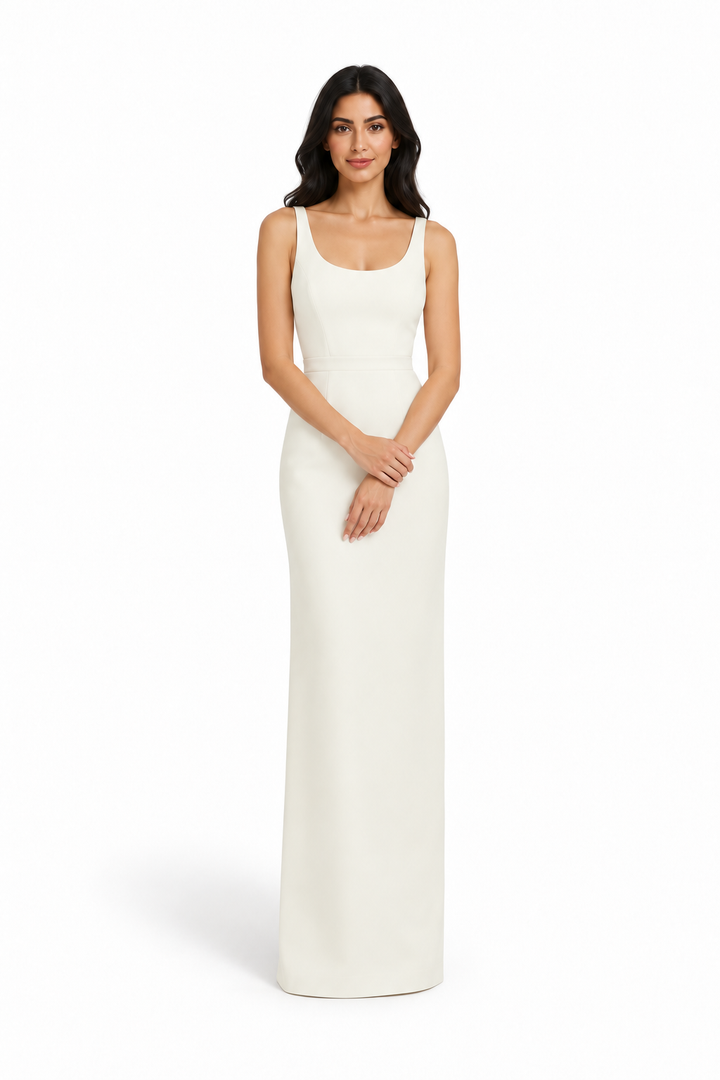Ivory Sleeveless Scoop Neck Maxi Dress - Pearl