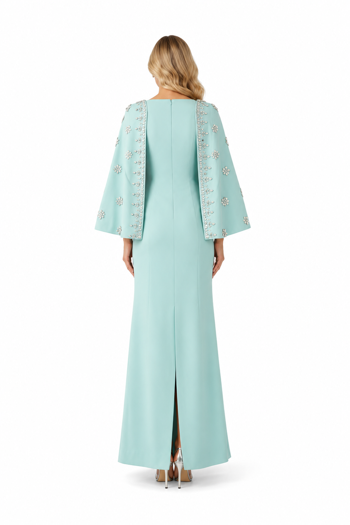 Crystal Cape Square Neck Evening - Aquaria