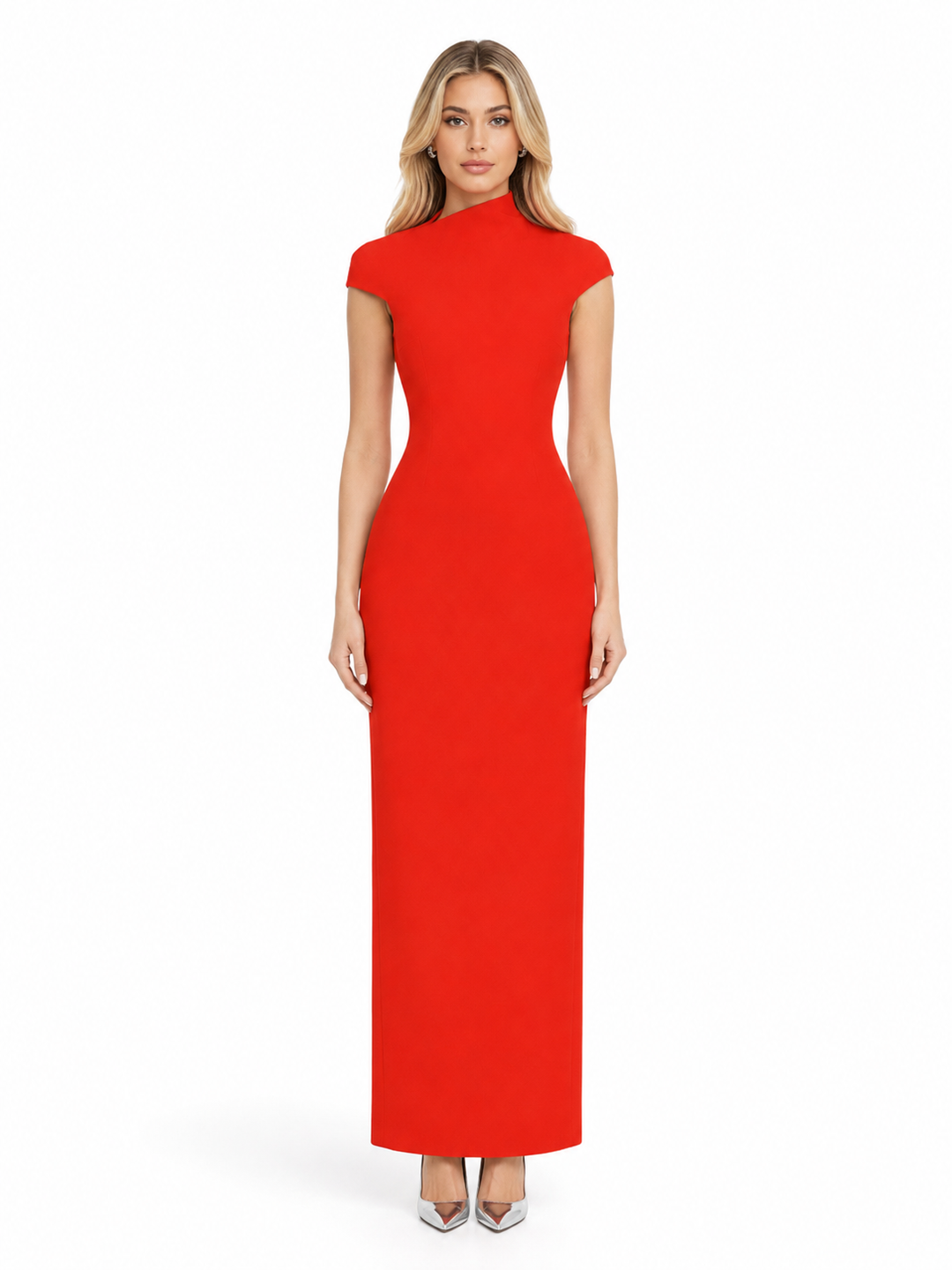High Neck Column Maxi Dress – VERMELLA