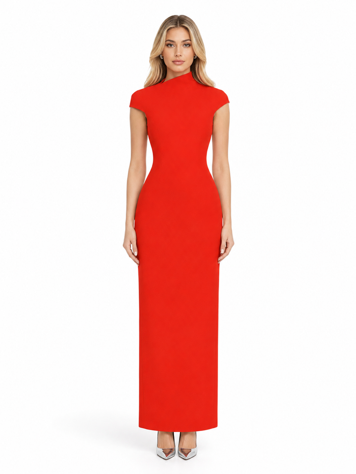 High Neck Column Maxi Dress – VERMELLA