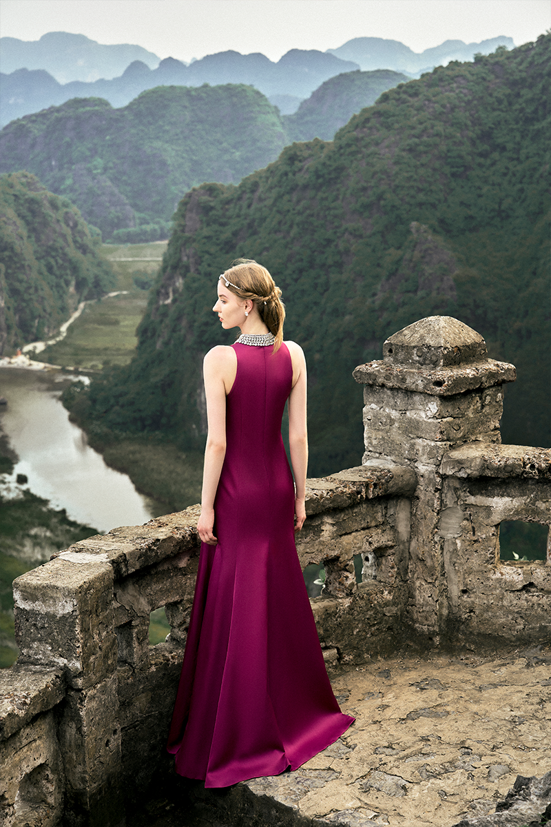 halter A-line gown with embellished collar – MAGENTAE