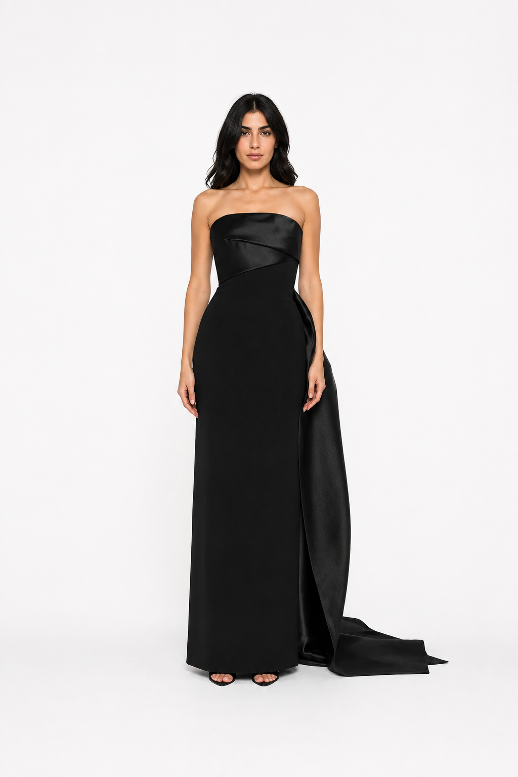 Strapless Draped Train Maxi Dress – NOCTELLA