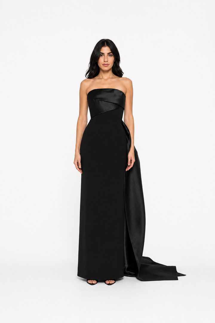 Strapless Draped Train Maxi Dress – NOCTELLA