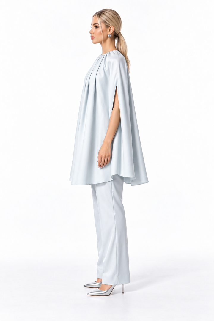 Gathered Cape Sleeve Satin Top – Seraphine